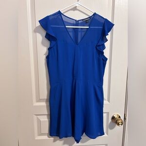 Express Blue V-Neck Sheath Mini Dress